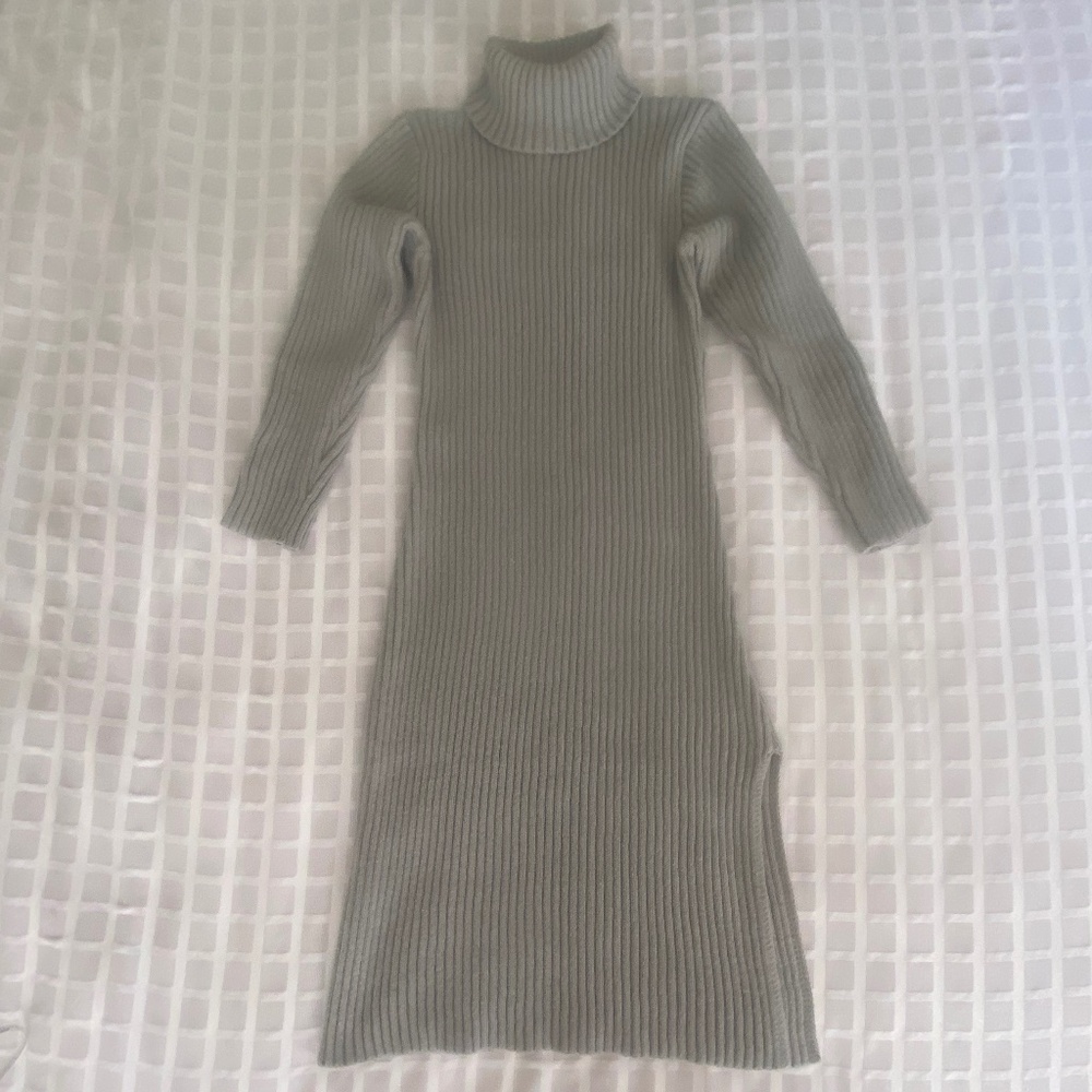 Turtleneck Sweater Dress Grey